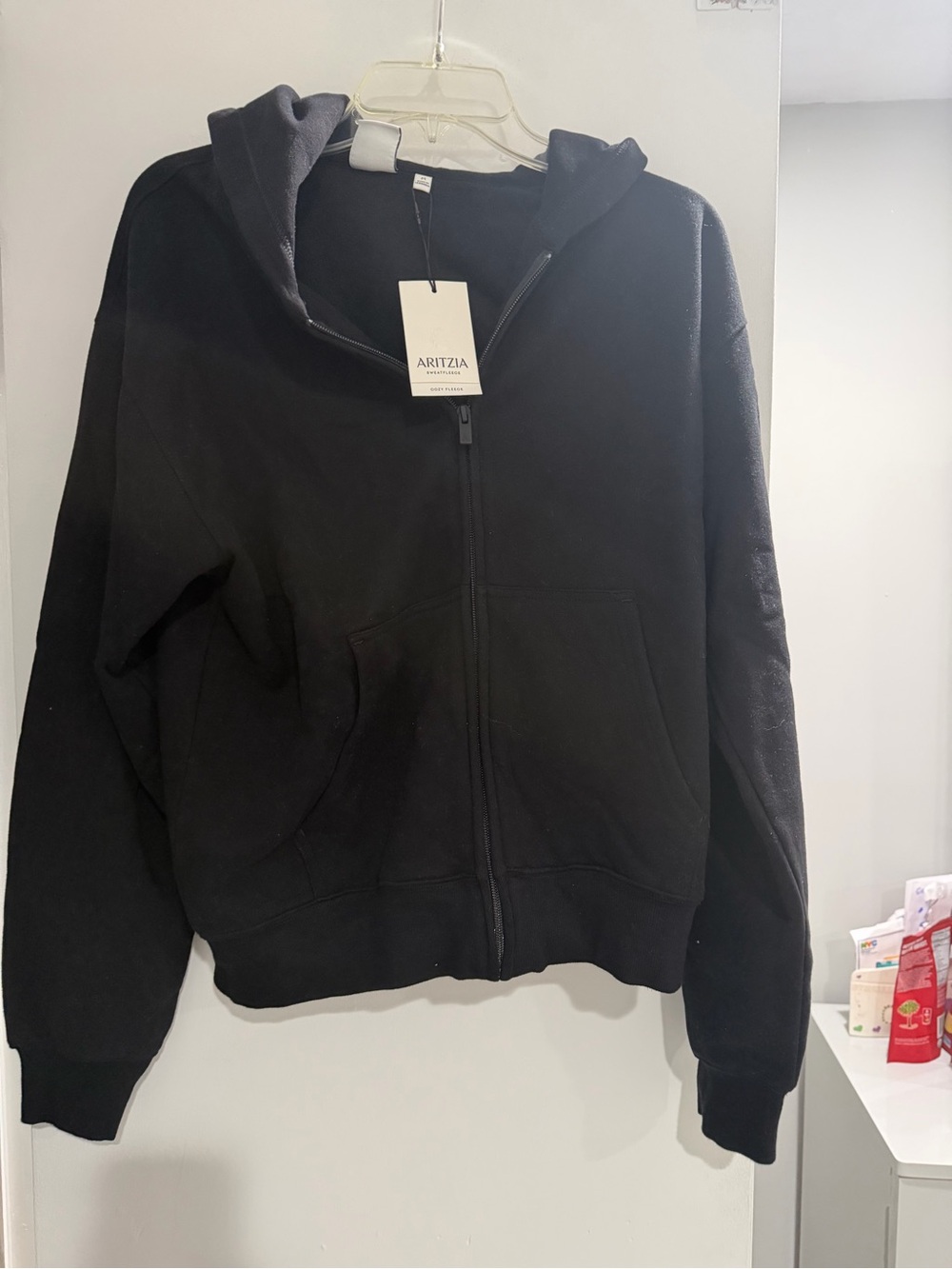 Aritzia Black Zip-Up hooded sweatshirt